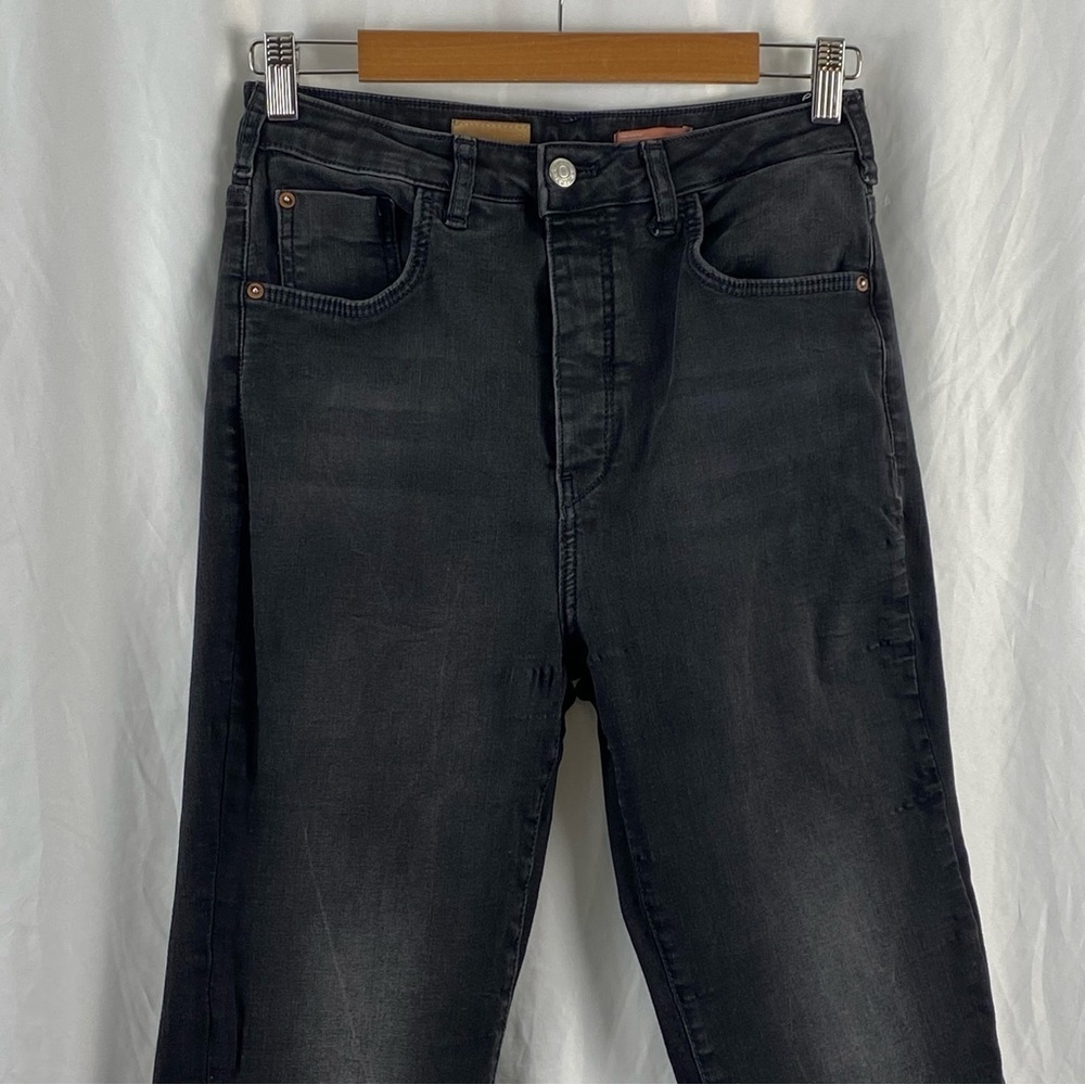 Pilcro Anthropologie The Icon Classic Black Flare Jeans Goth Boho Size 30 - Picture 2 of 16